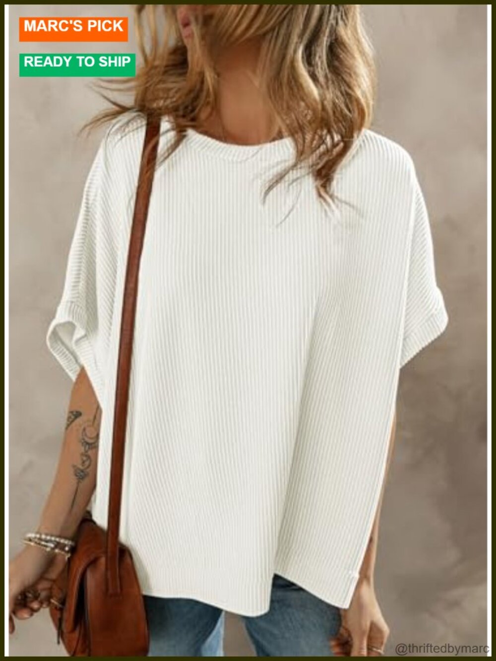 Oversized Short Sleeve Knit Tunic Top Blouse Loose Fit Pullover - Picture 2 of 6